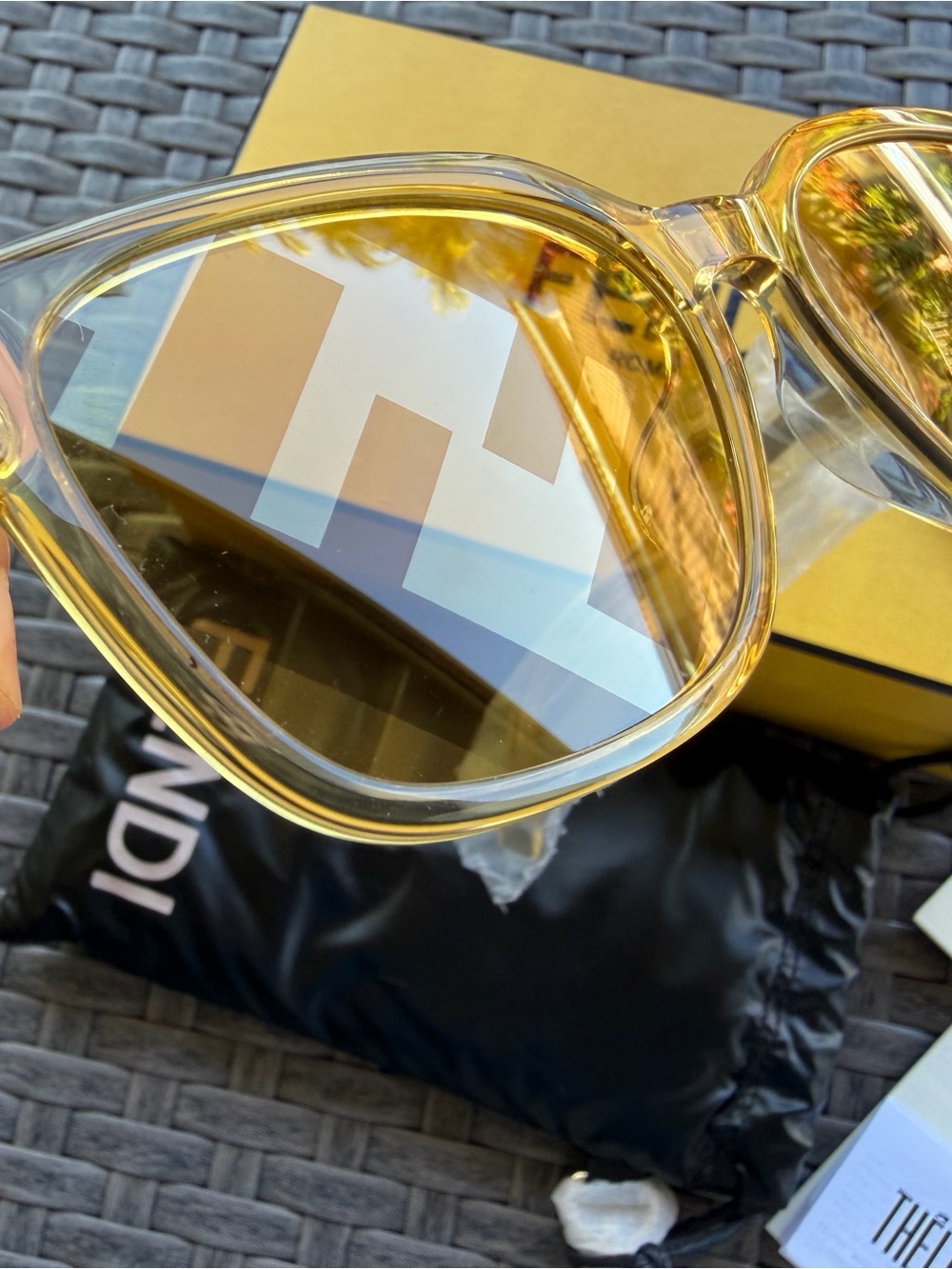 Fendi Translucent Yellow Frame Sunglasses with Amber Lenses - Picture 2 of 5